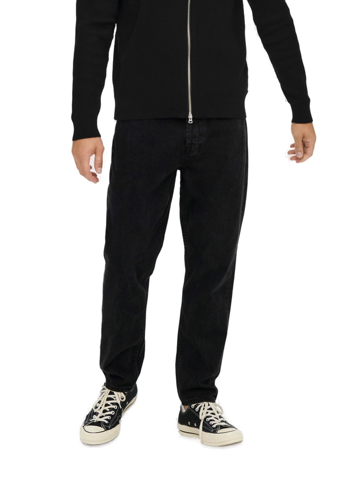 Only & Sons Herren Jeans ONSAVI BEAM 2962 - Regular Fit - Schwarz - Black Denim