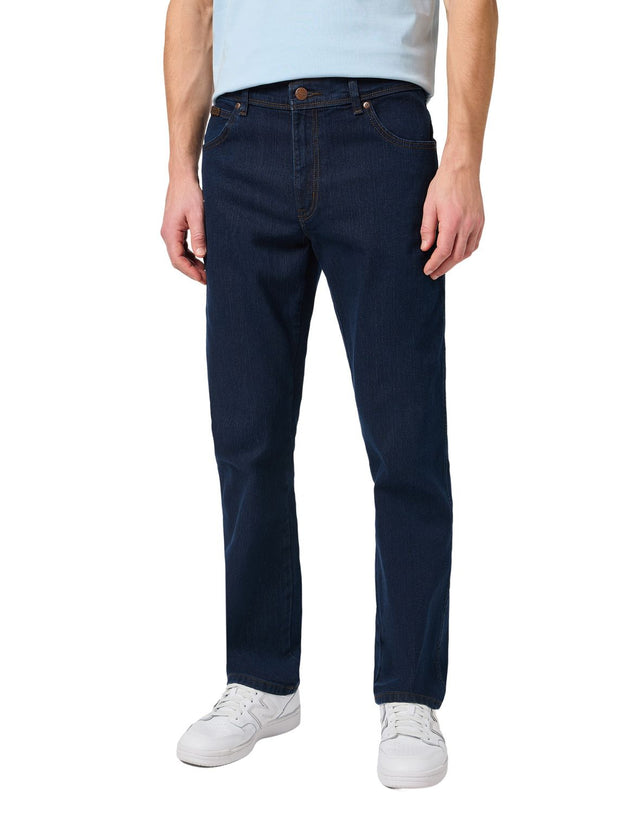 Wrangler Texas Stretch Herren Jeans - Regular Fit - Blue Black - Black Overdye - Darkstone - Stonewash