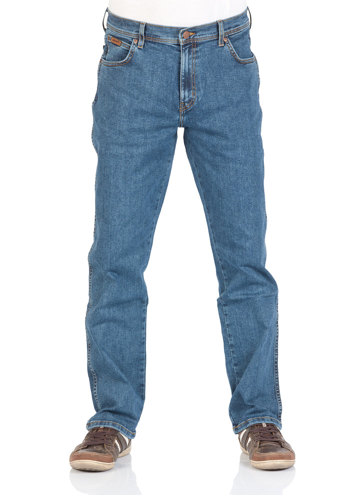 Wrangler Texas Stretch Herren Jeans - Regular Fit - Blue Black - Black Overdye - Darkstone - Stonewash
