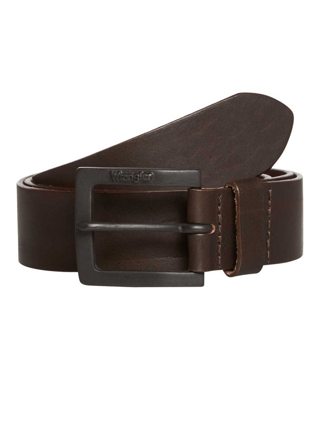 Wrangler Herren Jeans Leder Gürtel Kabel Buckel - Braun - Brown