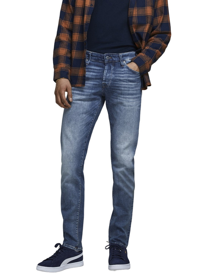 Jack & Jones Herren Jeans JJIGLENN JJICON JJ 357 50SPS   -  Slim Fit - Blau - Blue Denim