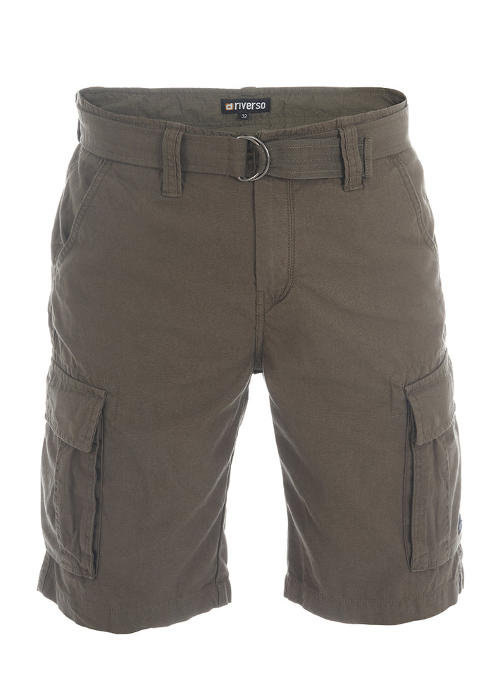 riverso Herren Cargo Shorts RIVFynn Vintage Bermuda mit Gürtel S - 7XL 100% Baumwolle