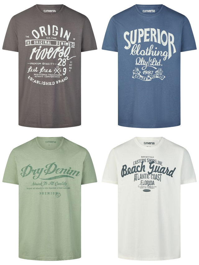 riverso Tshirt Herren Baumwolle Regular Fit RIVLeon 4er Set Pack
