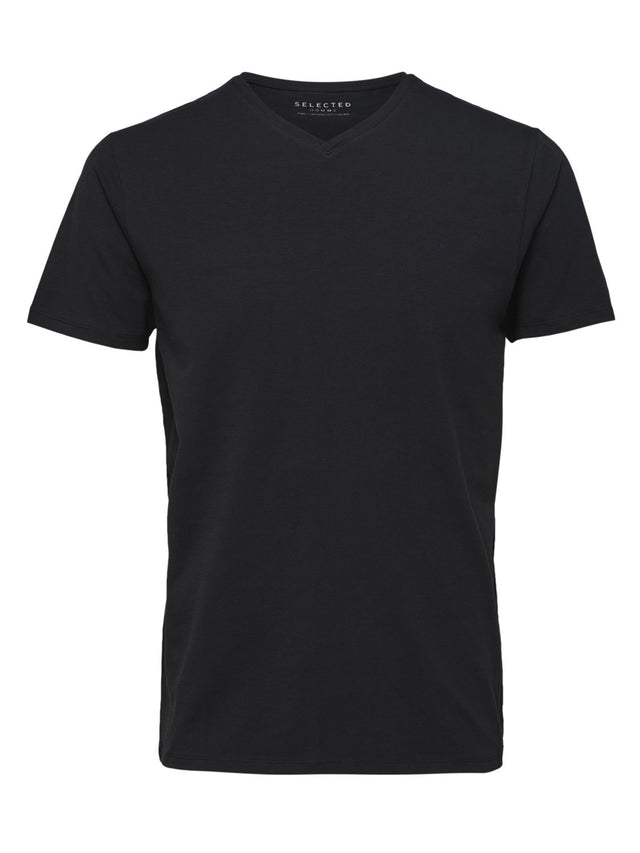 Selected Homme Herren V-Neck Kurzarm T-Shirt SLHNEWPIMA - Regular Fit