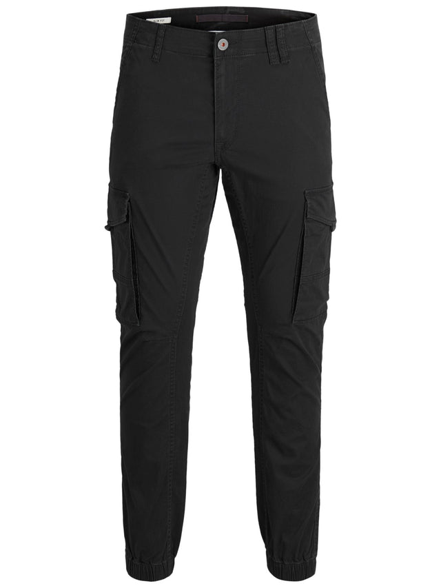 Jack & Jones Herren Cargohose JJIPAUL JJFLAKE AKM 542 -Tapered Fit - Schwarz Grau