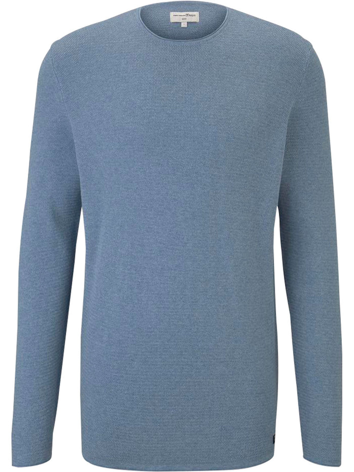 Tom Tailor Denim Herren Rundhals Pullover mit Struktur - Regular Fit