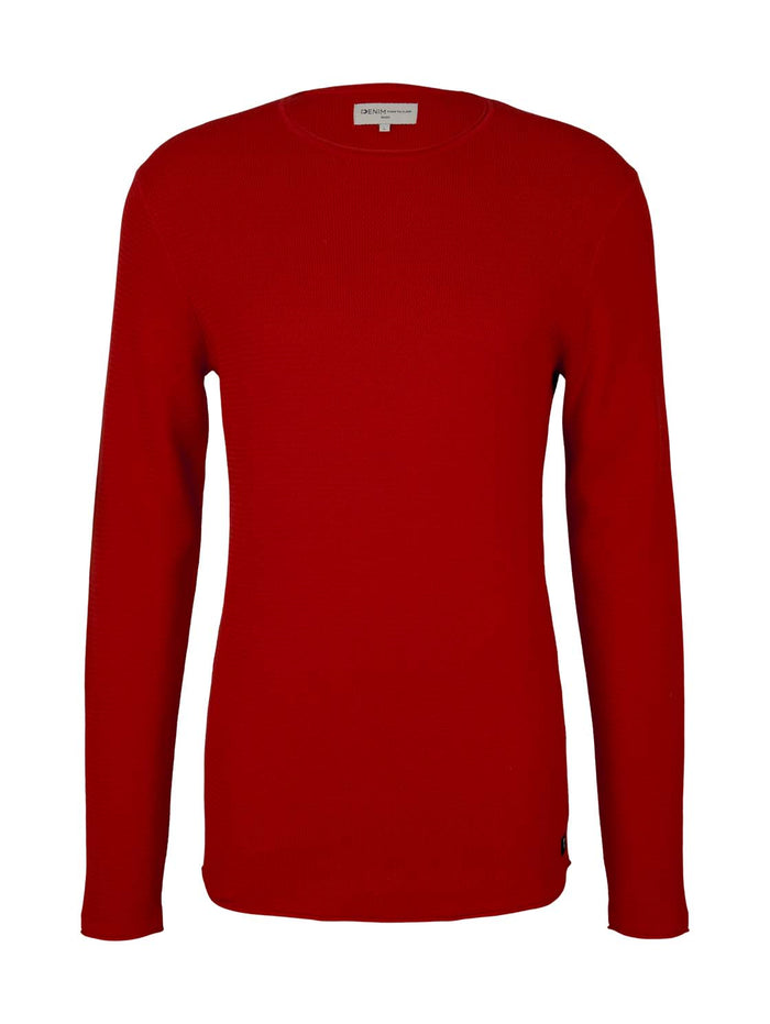 Tom Tailor Denim Herren Rundhals Pullover mit Struktur - Regular Fit