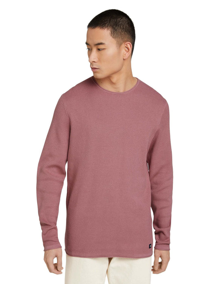 Tom Tailor Denim Herren Rundhals Pullover mit Struktur - Regular Fit