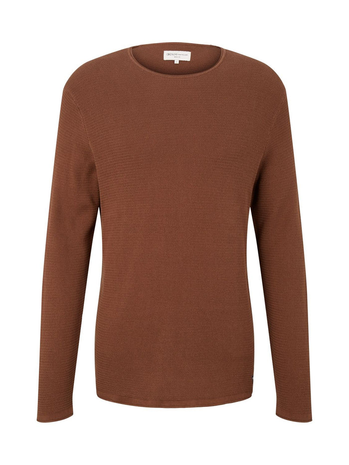 Tom Tailor Denim Herren Rundhals Pullover mit Struktur - Regular Fit