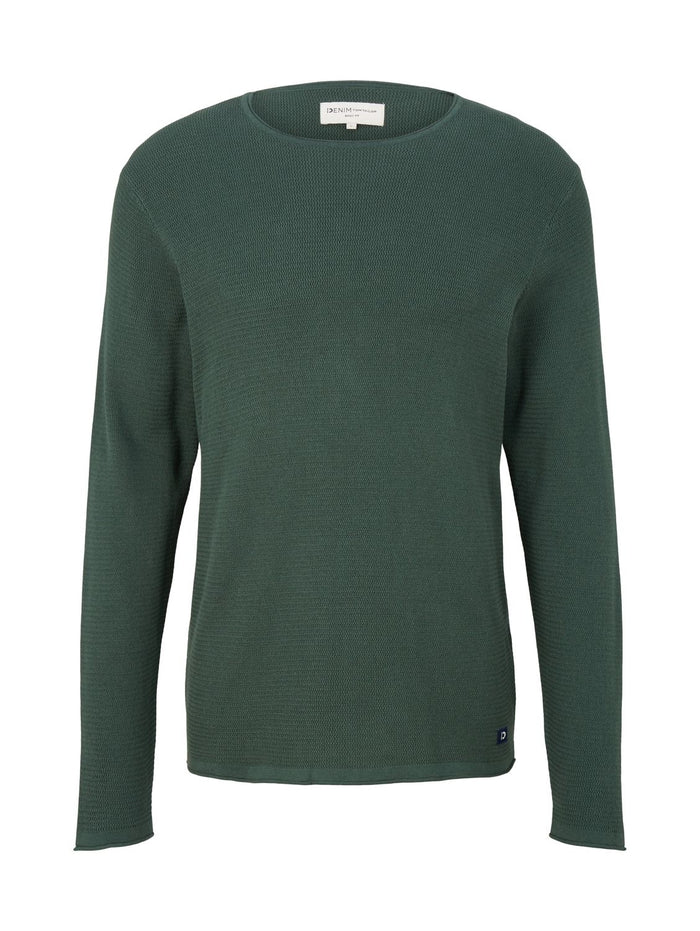 Tom Tailor Denim Herren Rundhals Pullover mit Struktur - Regular Fit