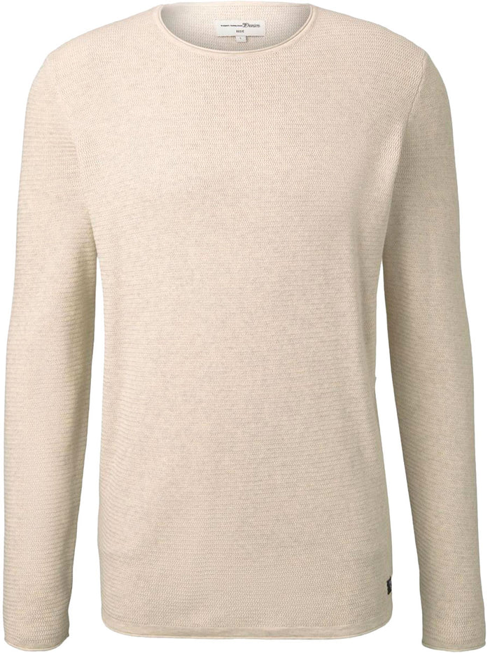 Tom Tailor Denim Herren Rundhals Pullover mit Struktur - Regular Fit