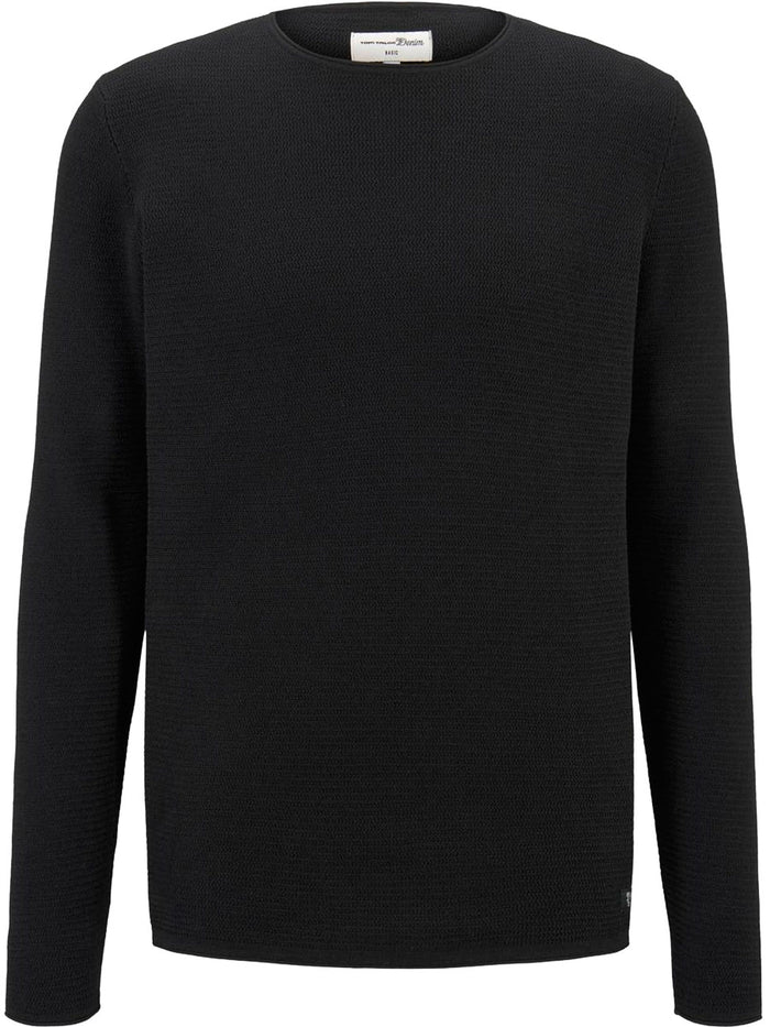 Tom Tailor Denim Herren Rundhals Pullover mit Struktur - Regular Fit
