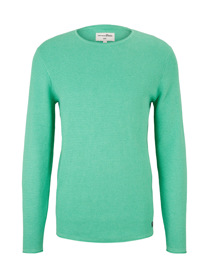 Tom Tailor Denim Herren Rundhals Pullover mit Struktur - Regular Fit