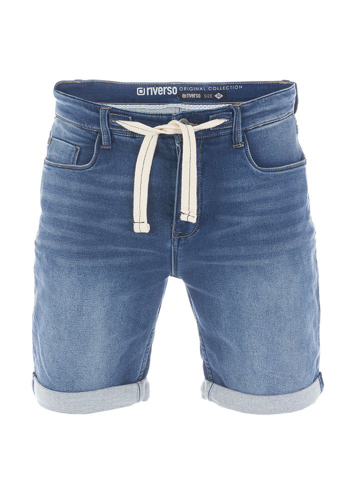 riverso Jeans Shorts Herren Stretch Kurz Kordelzug Regular Fit RIVPaul