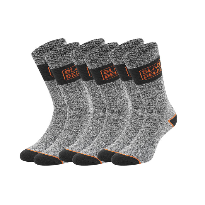 Black+Decker Unisex Herren Damen Arbeitssocken Essential Crew Black/Grey Melange 3er Pack