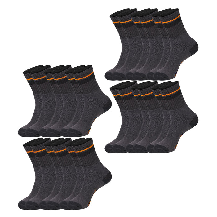 Black+Decker Herren Damen Unisex Sport Socken Essential Crew Baumwolle Black Grey Melange - 6er 9er 12er Pack