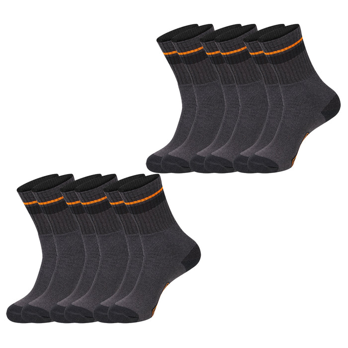 Black+Decker Herren Damen Unisex Sport Socken Essential Crew Baumwolle Black Grey Melange - 6er 9er 12er Pack