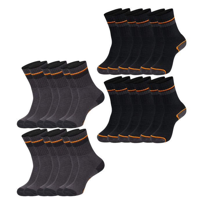 Black+Decker Herren Damen Unisex Sport Socken Essential Crew Baumwolle Black Grey Melange - 6er 9er 12er Pack