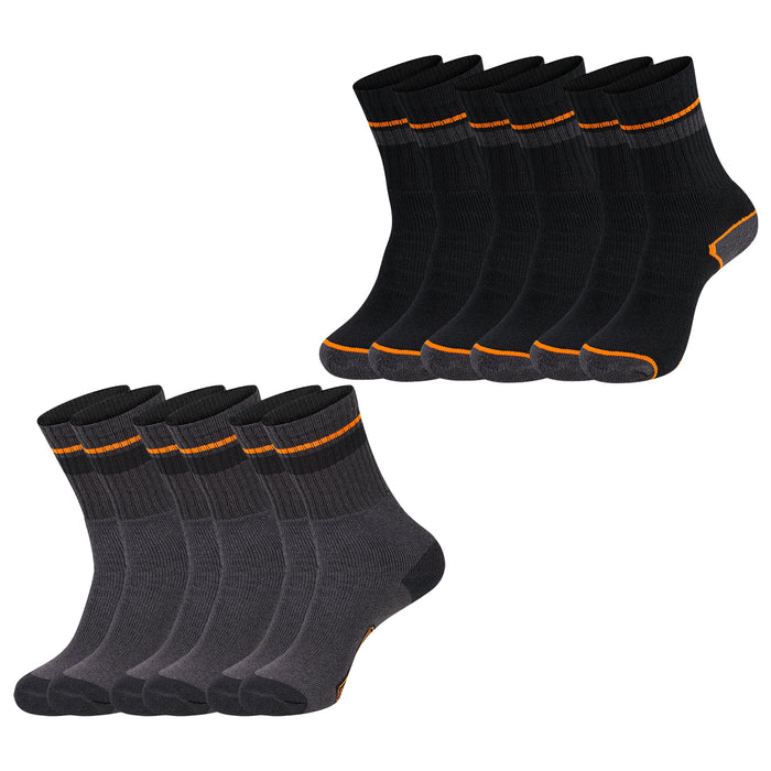Black+Decker Herren Damen Unisex Sport Socken Essential Crew Baumwolle Black Grey Melange - 6er 9er 12er Pack