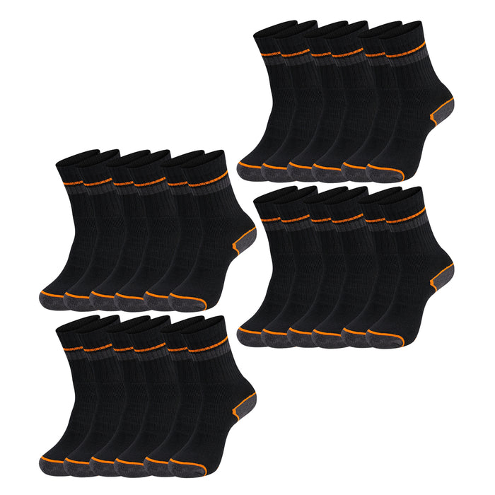 Black+Decker Herren Damen Unisex Sport Socken Essential Crew Baumwolle Black Grey Melange - 6er 9er 12er Pack