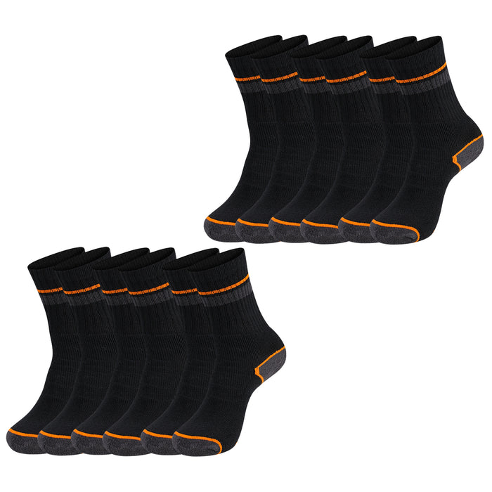 Black+Decker Herren Damen Unisex Sport Socken Essential Crew Baumwolle Black Grey Melange - 6er 9er 12er Pack