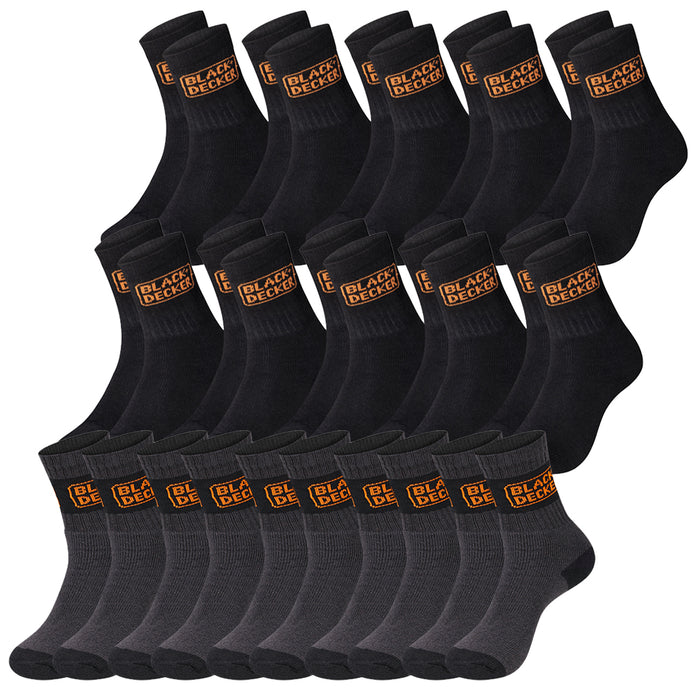Black+Decker Unisex Herren Damen Arbeitssocken Heavy Fabric Crew - 5er 10er 15er Sparpack