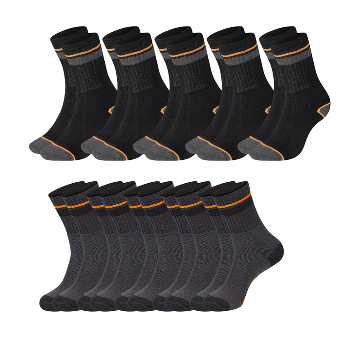 Black+Decker Unisex Herren Damen Arbeitssocken Heavy Fabric Crew - 5er 10er 15er Sparpack