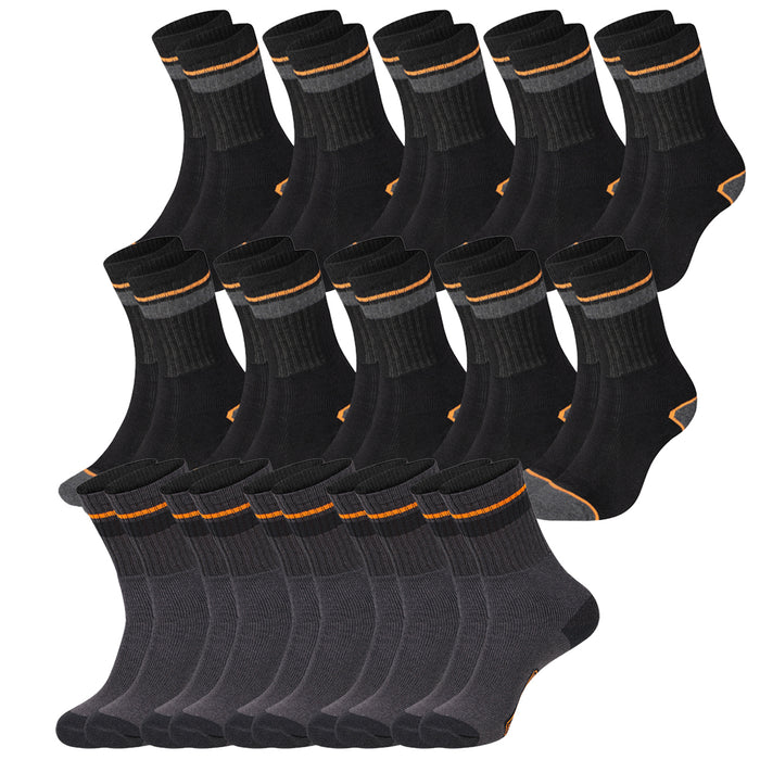 Black+Decker Unisex Herren Damen Arbeitssocken Heavy Fabric Crew - 5er 10er 15er Sparpack