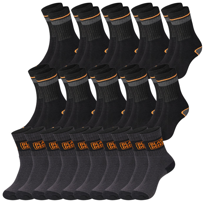 Black+Decker Unisex Herren Damen Arbeitssocken Heavy Fabric Crew - 5er 10er 15er Sparpack