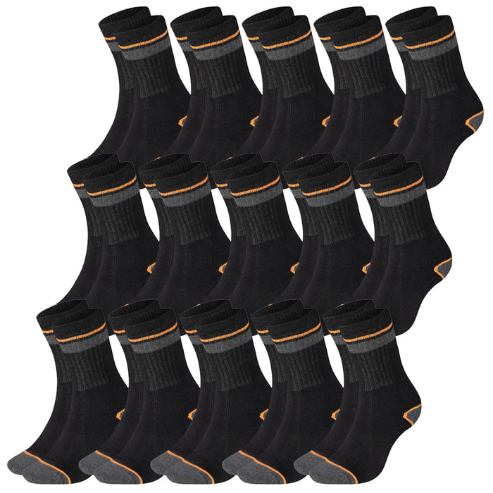 Black+Decker Unisex Herren Damen Arbeitssocken Heavy Fabric Crew - 5er 10er 15er Sparpack