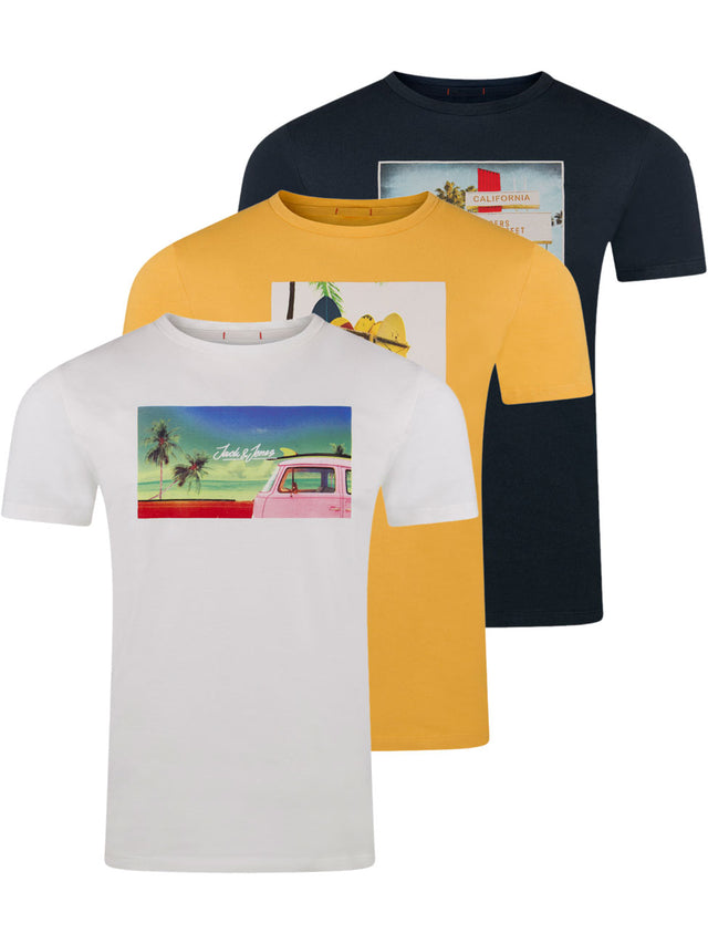 Jack & Jones Herren Rundhals T-Shirt JORHOTEL Regular Fit 3er Pack