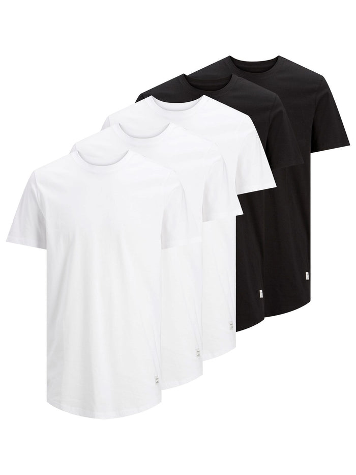Jack & Jones Herren Rundhals T-Shirt JJENOA Regular Fit 5er Pack