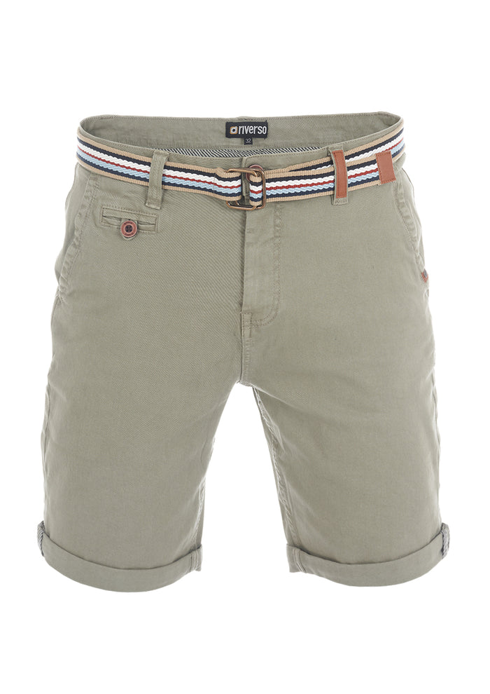 riverso Kurze Hosen Herren Chino Shorts Kurz mit Gürtel RIVKlaas Regular Fit