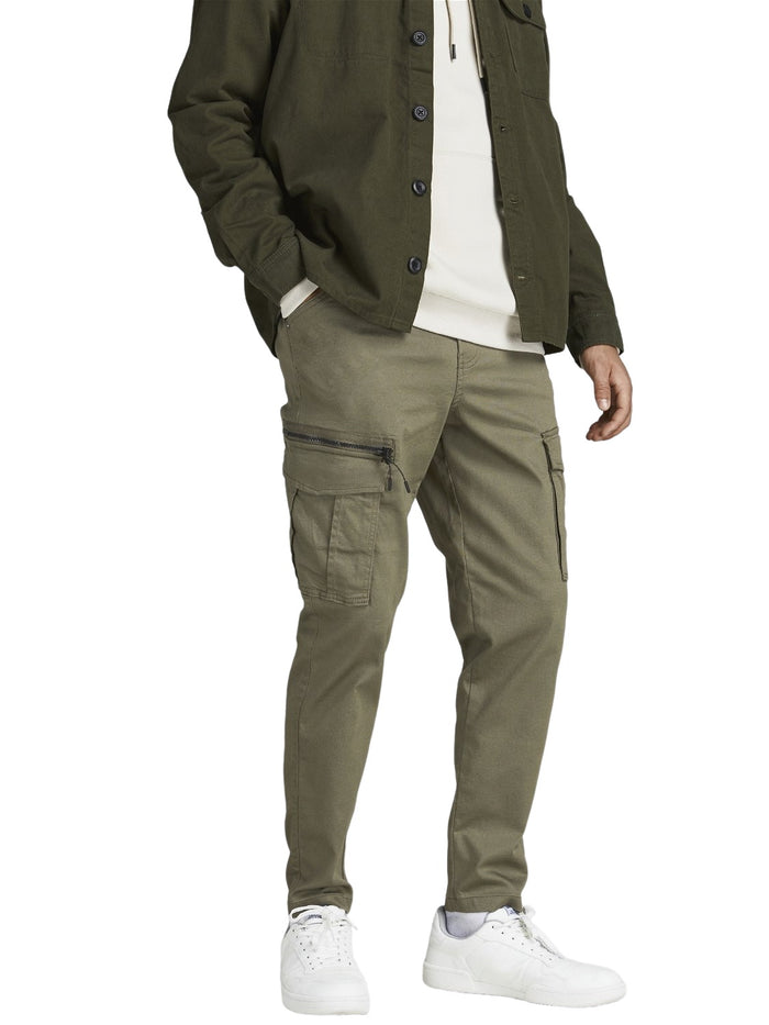 Jack & Jones Herren Cargohose JJIACE JJDEX TAPERED AKM DUSTY OLIVE - Grün