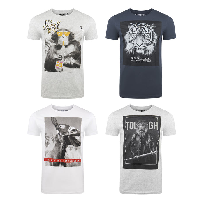 riverso Herren Rundhals T-Shirt RIVCharly Regular Fit 4er Pack