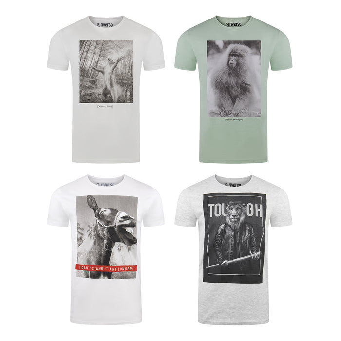 riverso Herren Rundhals T-Shirt RIVCharly Regular Fit 4er Pack