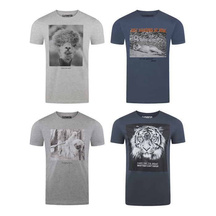 riverso Herren Rundhals T-Shirt RIVCharly Regular Fit 4er Pack