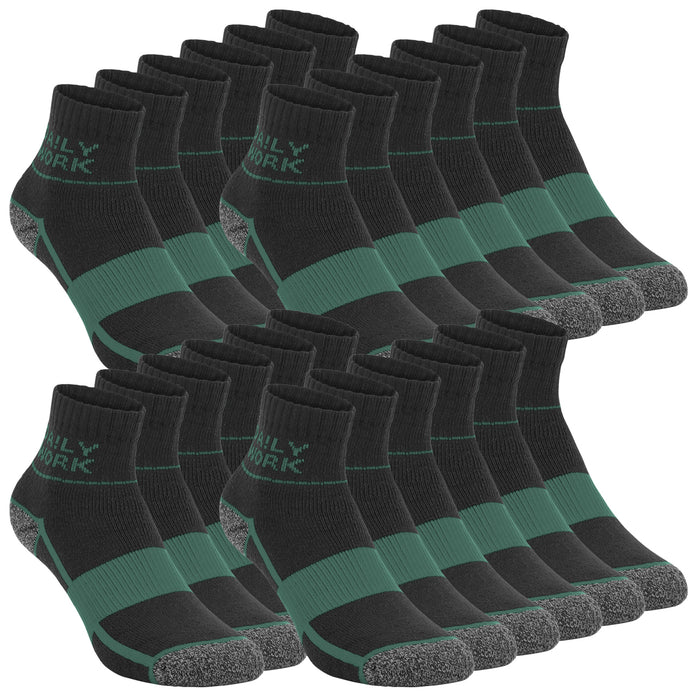 DA!LY WORK SOCKS ARCH SUPPORT Unisex Quarter Herren Damen Arbeitssocken 12er Pack