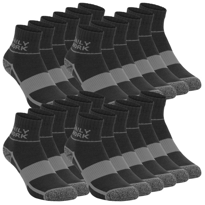 DA!LY WORK SOCKS ARCH SUPPORT Unisex Quarter Herren Damen Arbeitssocken 12er Pack