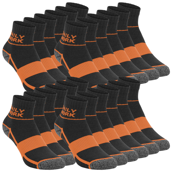 DA!LY WORK SOCKS ARCH SUPPORT Unisex Quarter Herren Damen Arbeitssocken 12er Pack