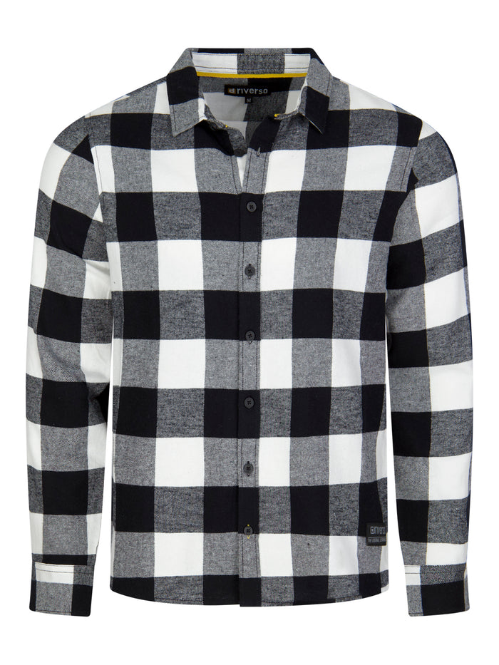 riverso Flanellhemd Herren langarm Kariert Regular Fit RIVArne