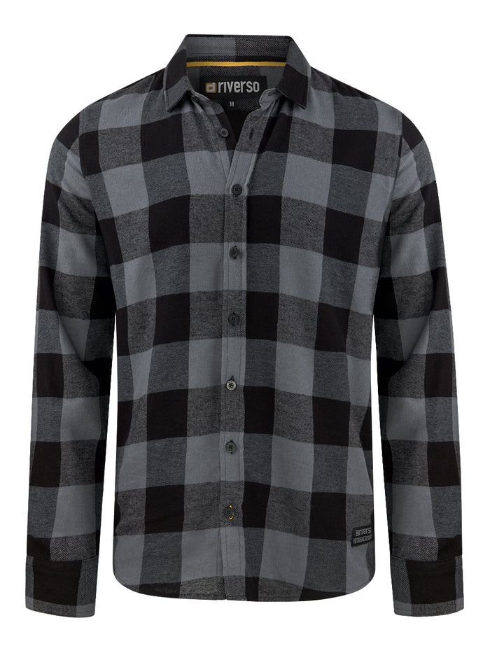riverso Flanellhemd Herren langarm Kariert Regular Fit RIVArne