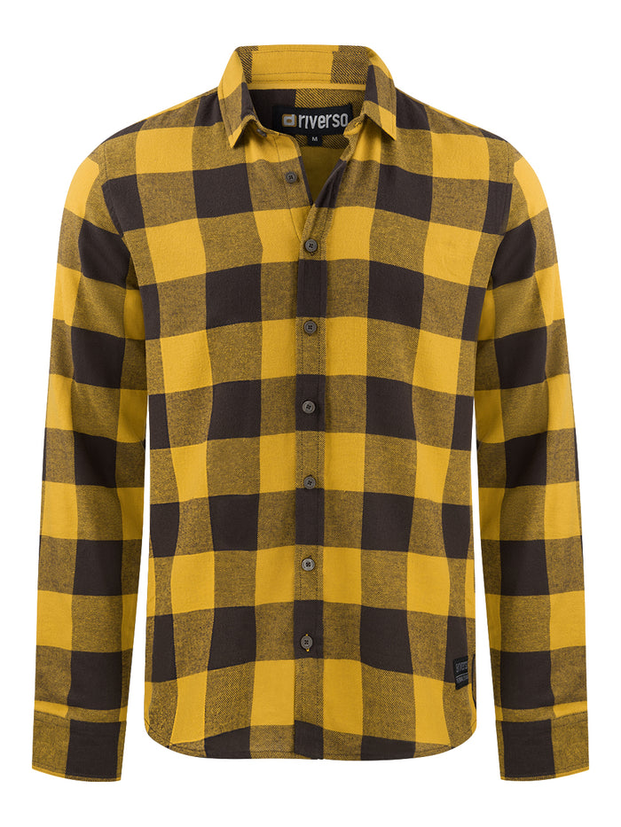 riverso Flanellhemd Herren langarm Kariert Regular Fit RIVArne