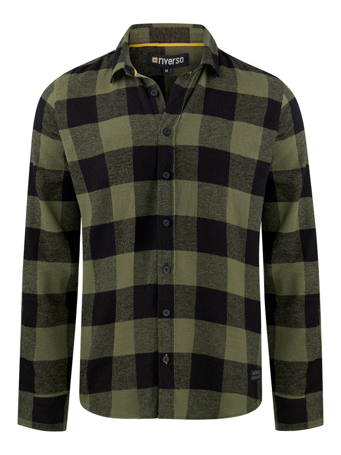 riverso Flanellhemd Herren langarm Kariert Regular Fit RIVArne