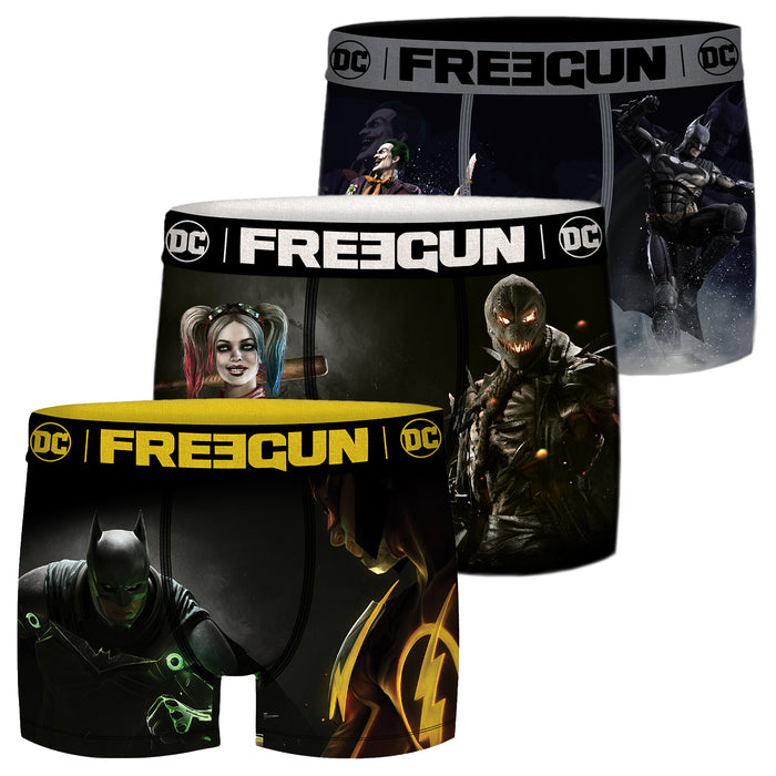Freegun DC Comics Herren Boxershorts 3er Pack Batman Superman Justice League