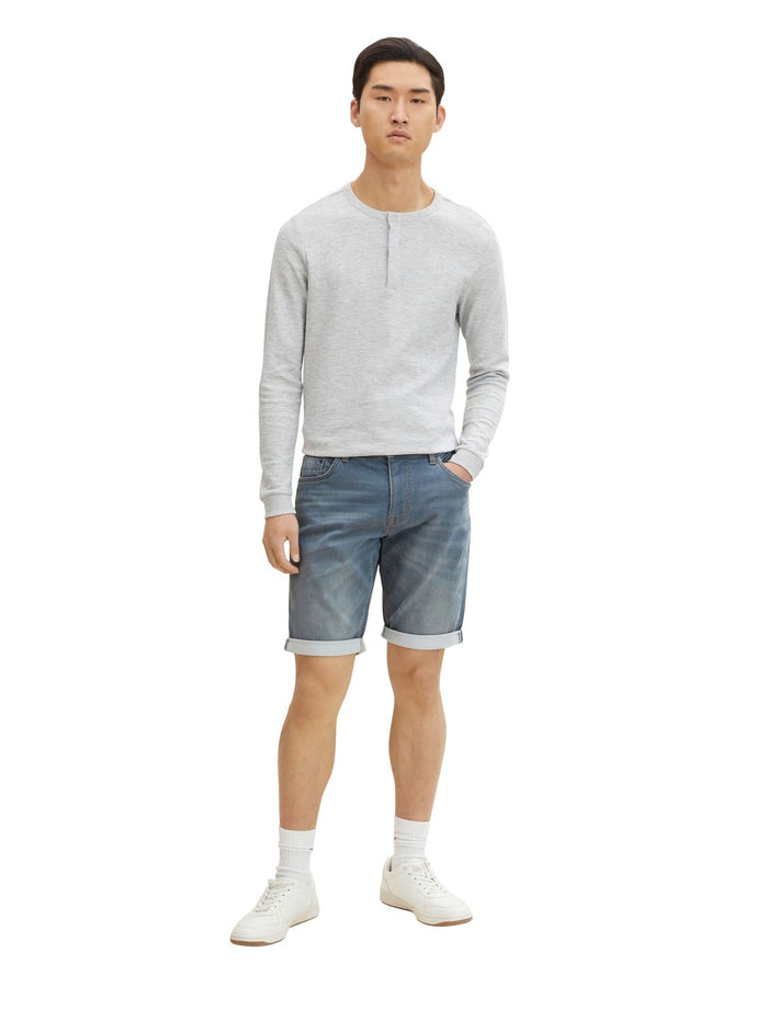 Tom Tailor Herren Jeans Short JOSH Regular Fit - Grau - Blau