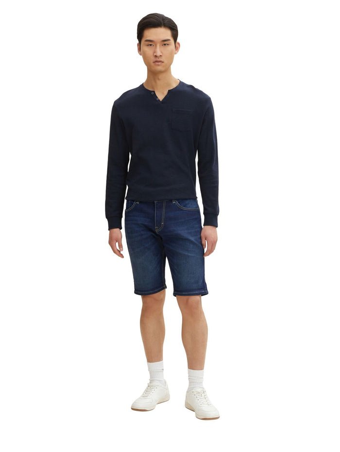 Tom Tailor Herren Jeans Short JOSH Regular Fit - Grau - Blau