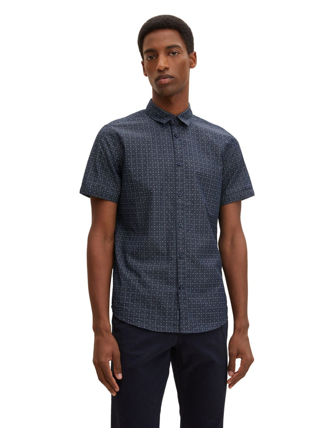 Tom Tailor Herren Kurzarm Hemd FITTED PRINTED - Regular Fit