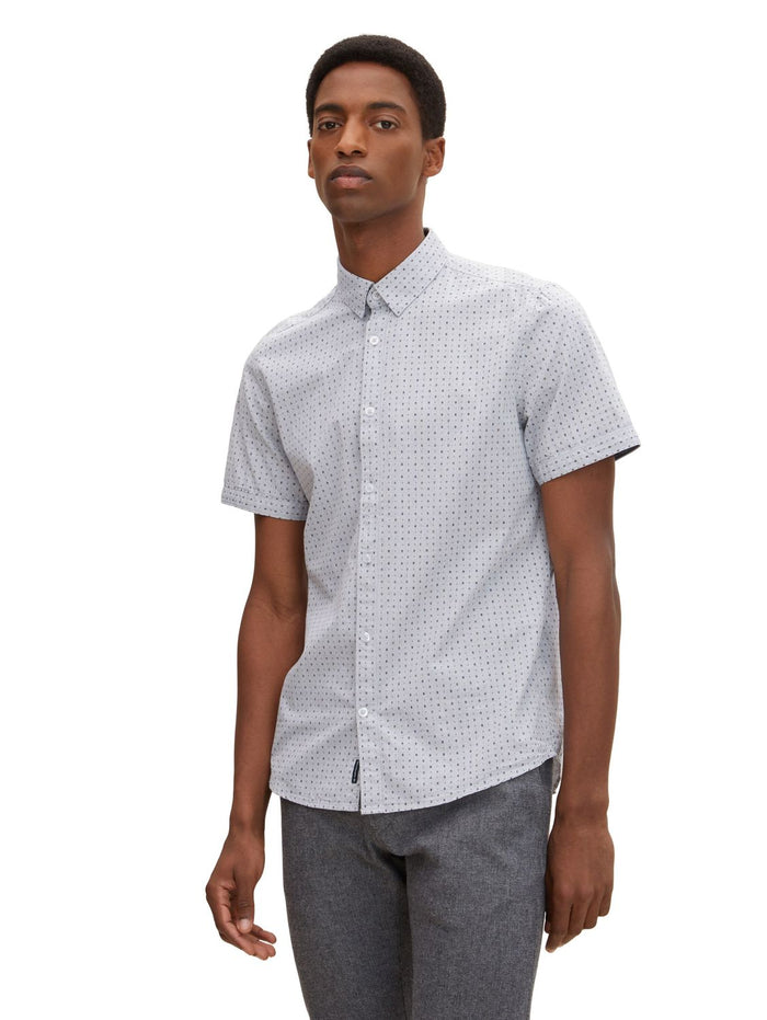 Tom Tailor Herren Kurzarm Hemd FITTED PRINTED - Regular Fit