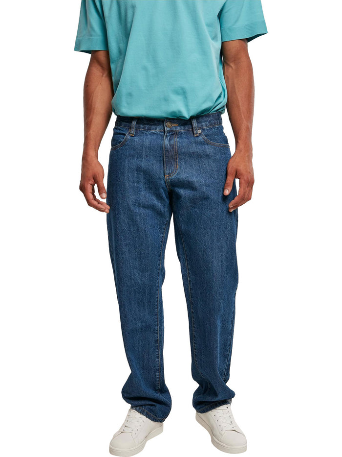 Urban Classics Herren Jeans ORGANIC TRIANGLE - Regular Fit Bootcut Leg - Blau Schwarz